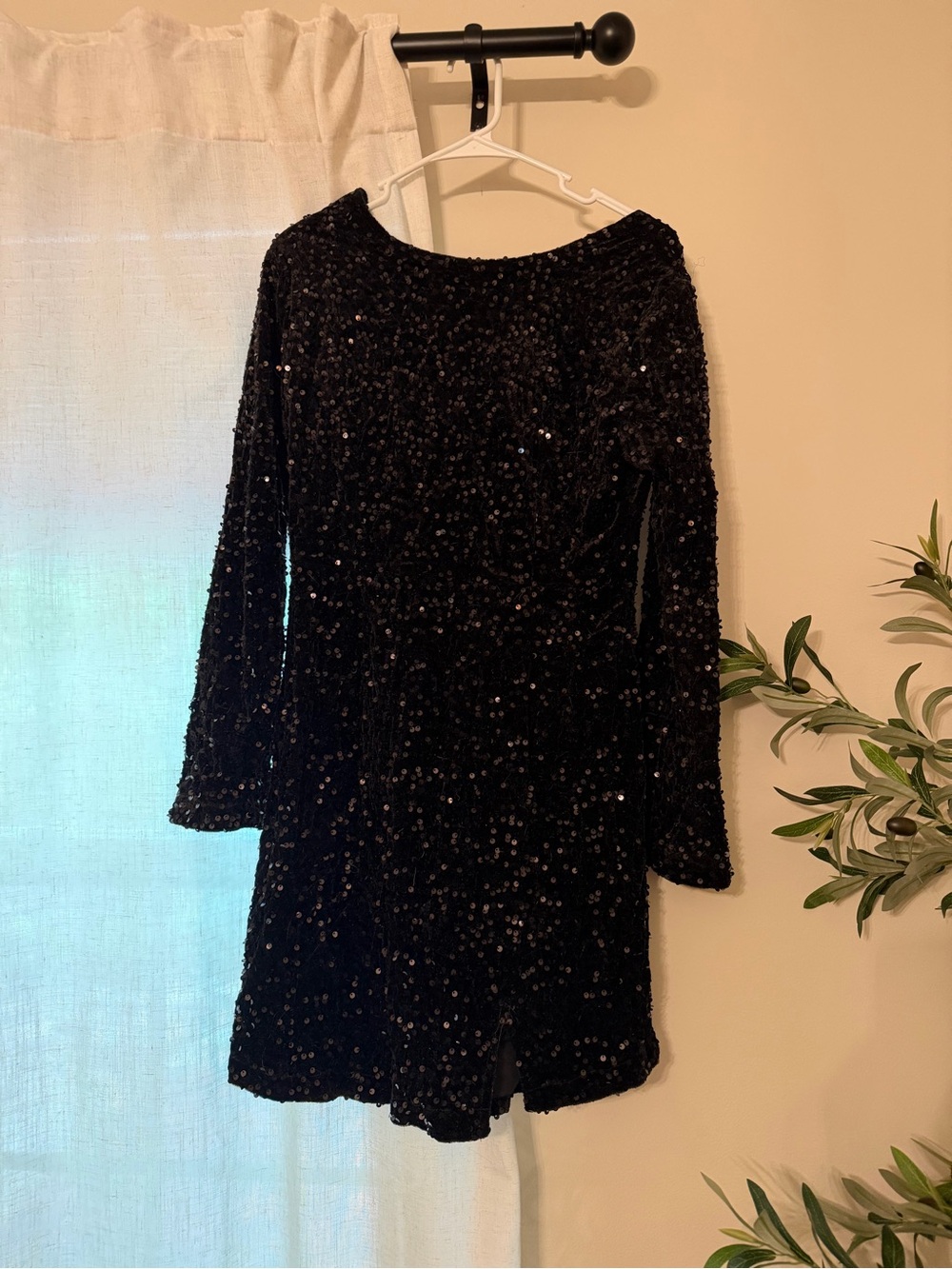 Black Sequin Mini Dress - Elegant Long Sleeve Party Dress